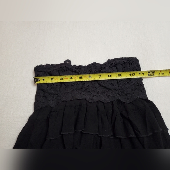 Free People Adella Corset Cami Black Lace Tiered Strapless Crop Top Size XS Boho - Picture 10 of 11